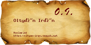 Oltyán Irén névjegykártya